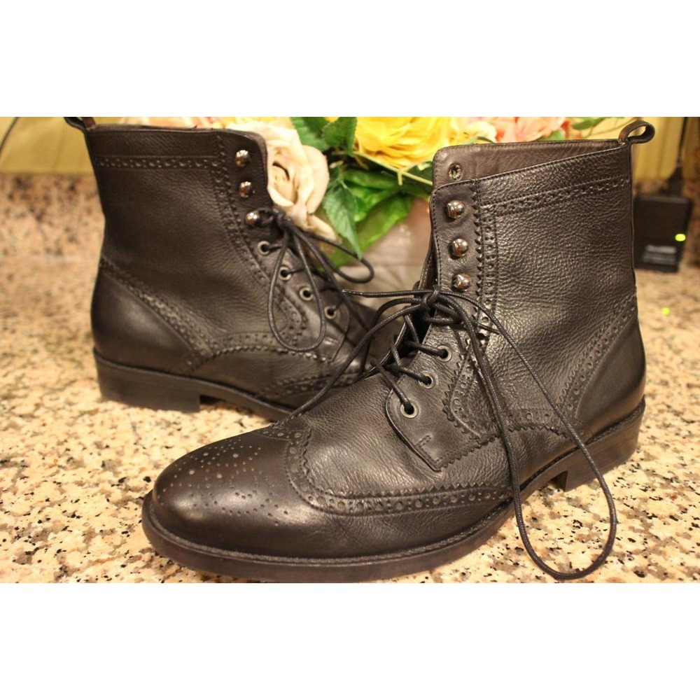 Testoni Basic Leather Wingtip Boots size 12 (500